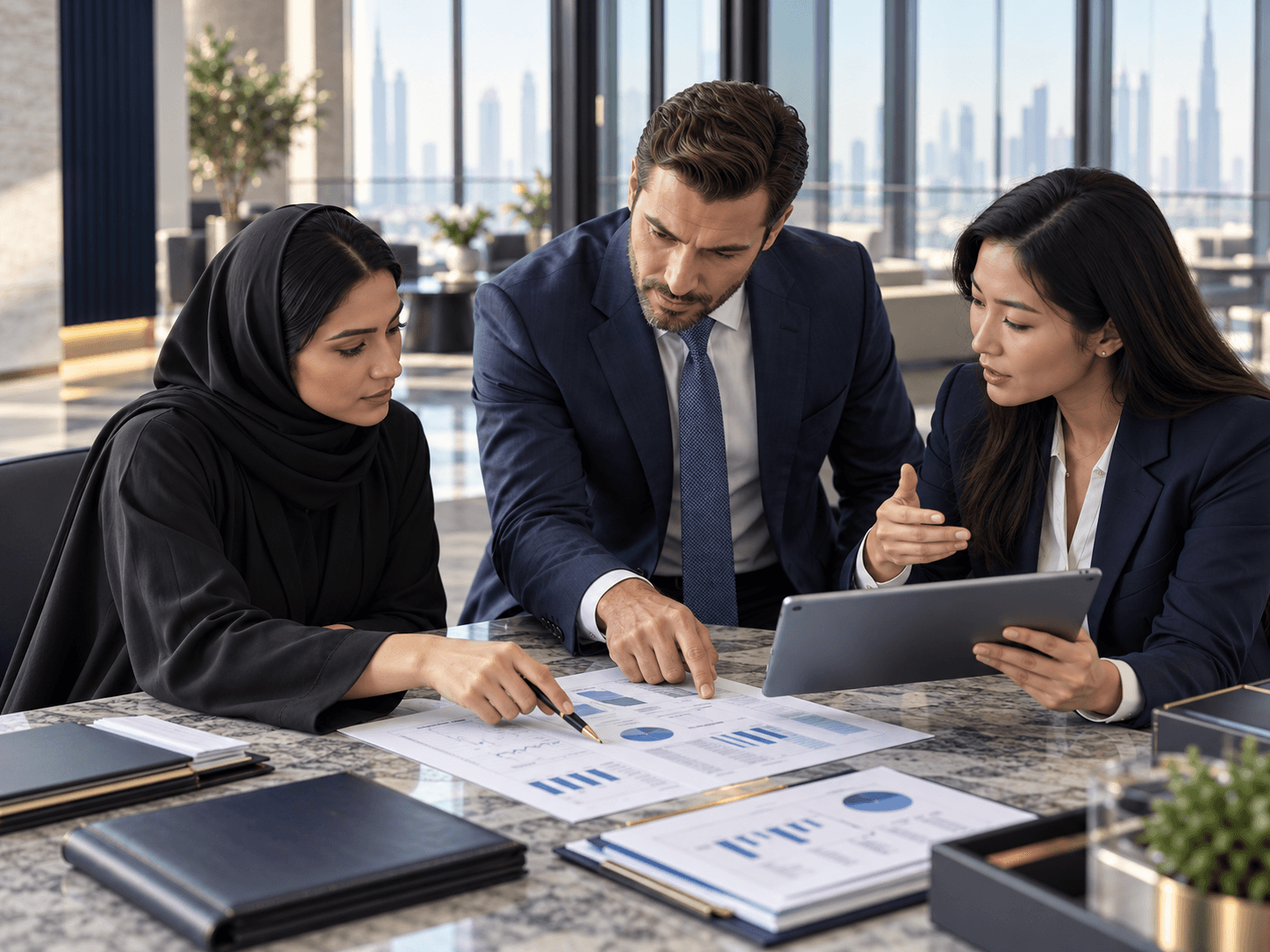 Banking operations and compliance specialists reviewing a financial case together