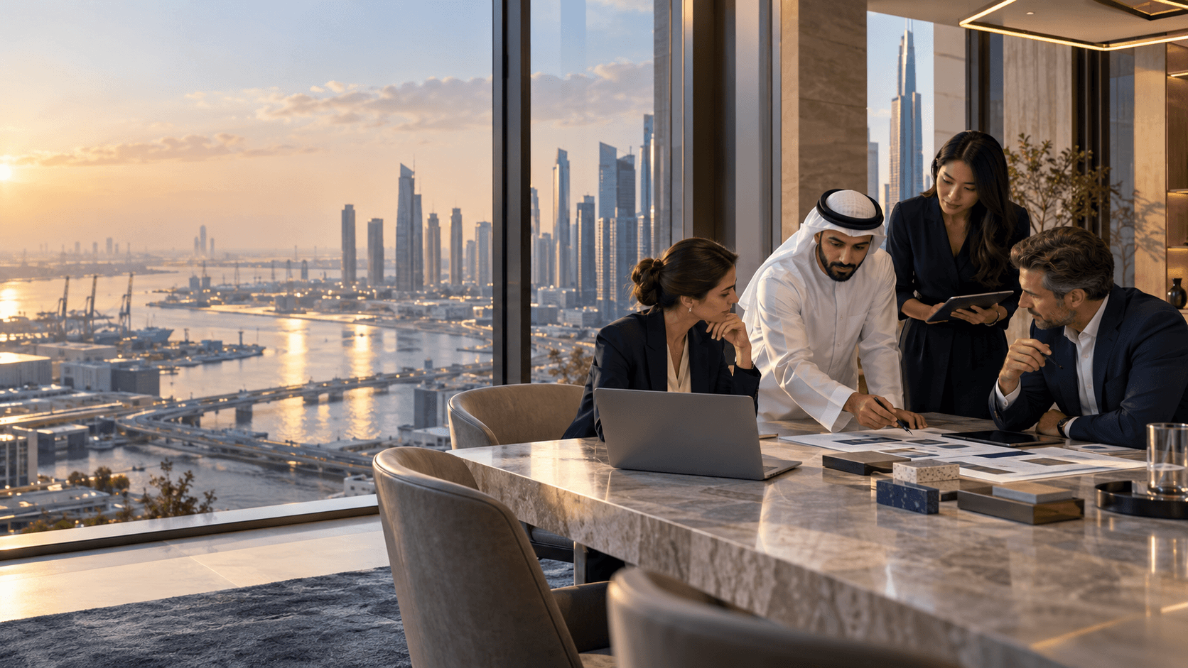 Enterprise leaders collaborating across connected business and industrial operations