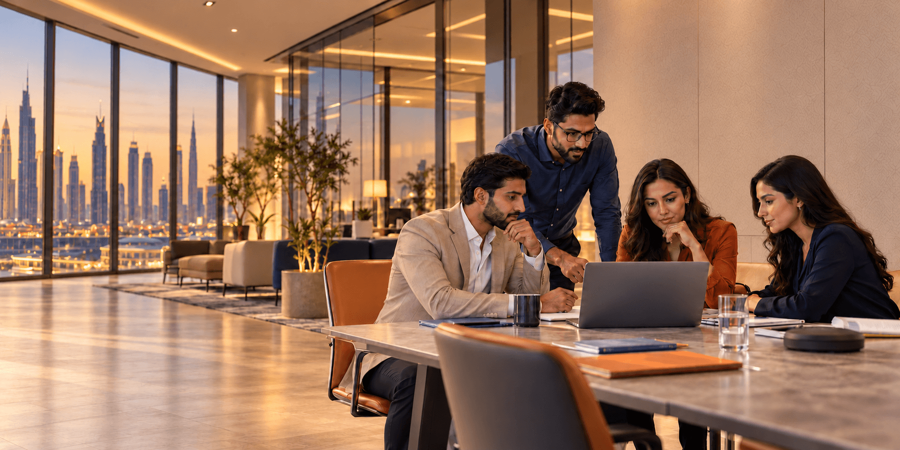 Enterprise technology specialists collaborating in a modern Dubai office